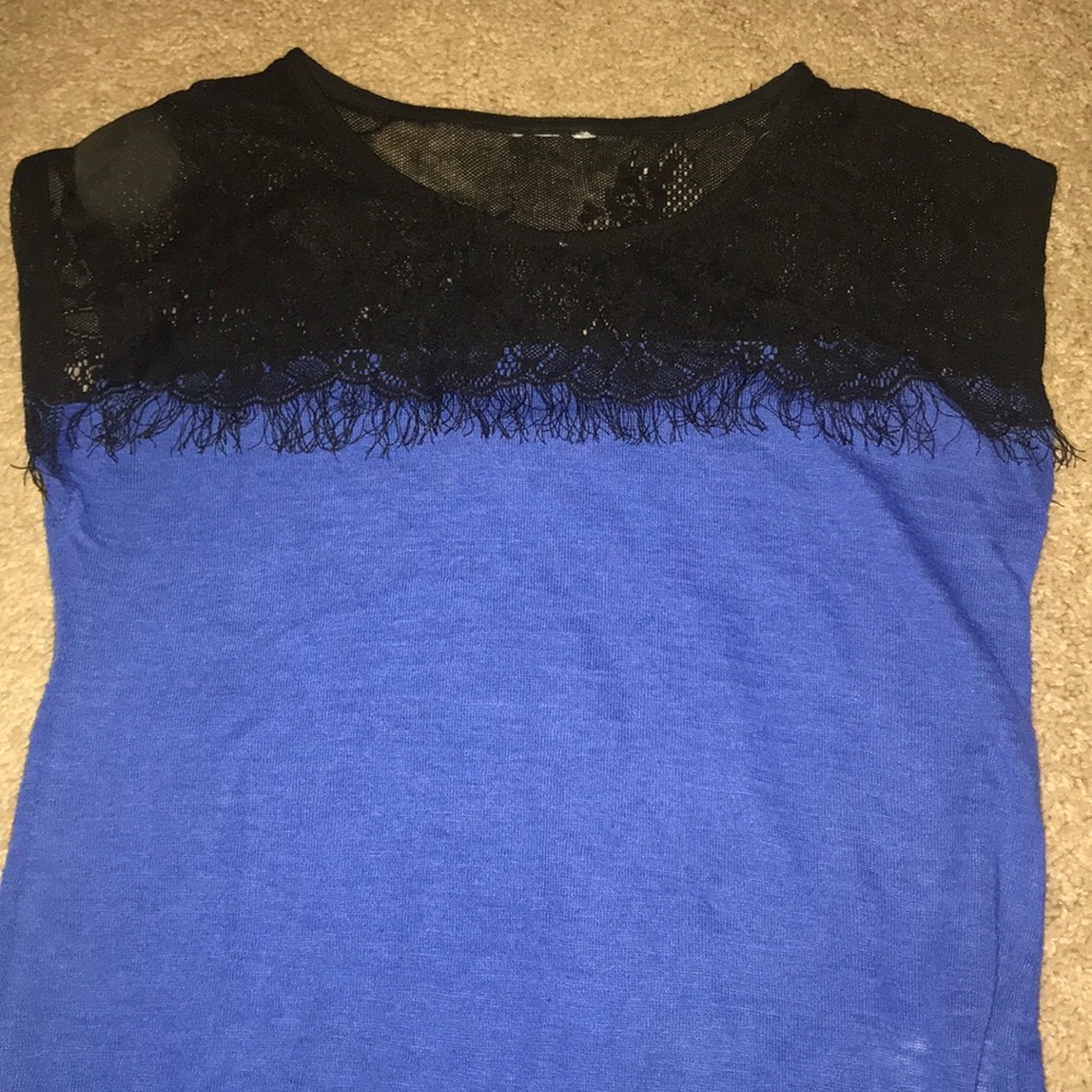 blue and black shirt